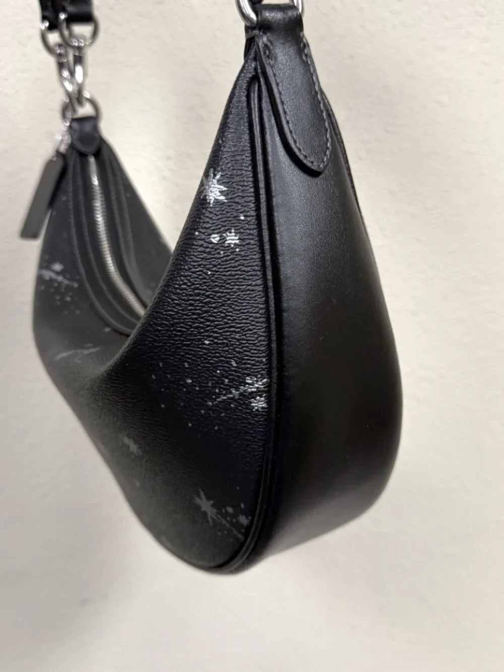 Coach Aria Shoulder Bag Star Print Black Crossbody Convertible Crescent Purse